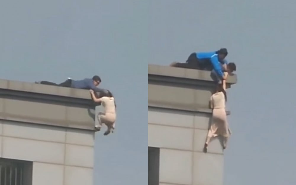 Bir kadın, Gangnam’da 19. kattan atlamaya çalışırken son anda kurtarıldı