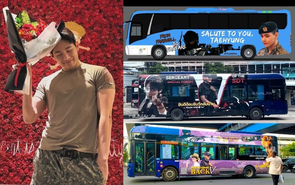 BTS V’nin (Kim Taehyung) Askerlikten Terhisine Sayılı Günler Kala Şehirlerde Süslenmiş Otobüsler ve Kamyonlar Yollarda
